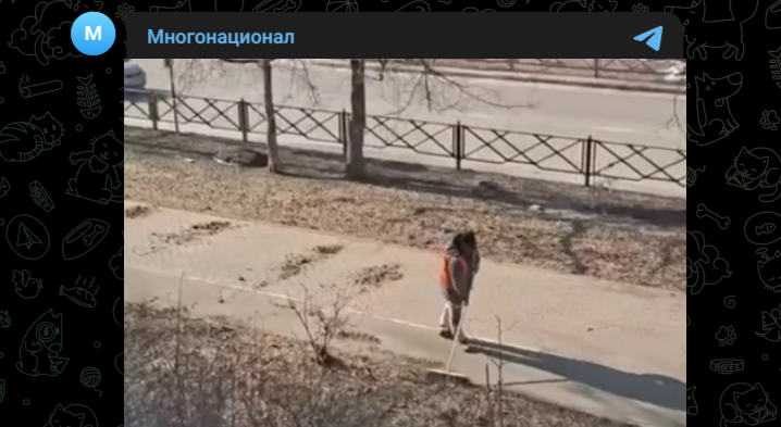 Золотая пыль: в Химках трудолюбивые мигранты по 10 раз метут одну и ту же чистую улицу