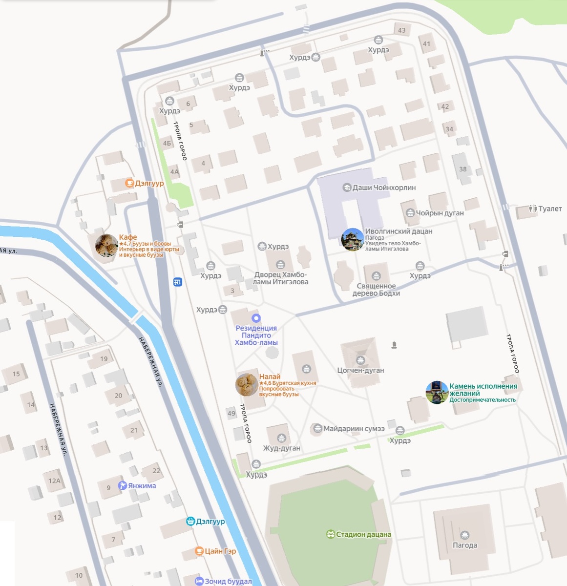 Карта Иволгинского монастыря.