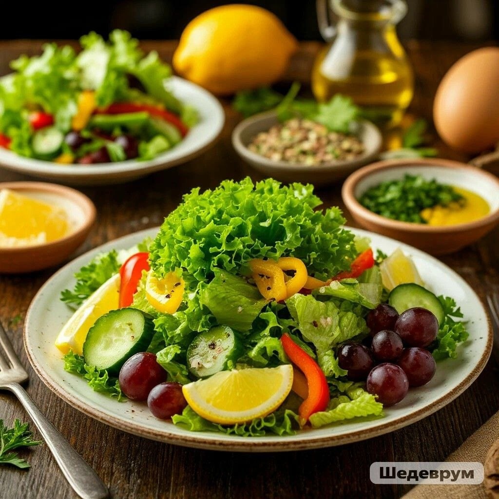 Салат с виноградом и сельдереем, изображение сгенерировано ИИ
