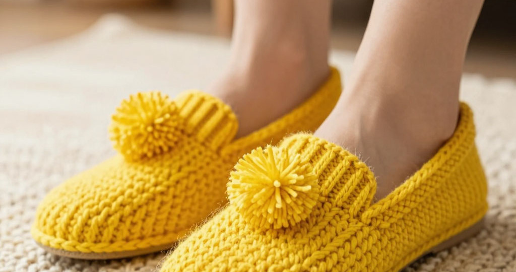 Яркий акцент: стильные жёлтые тапочки