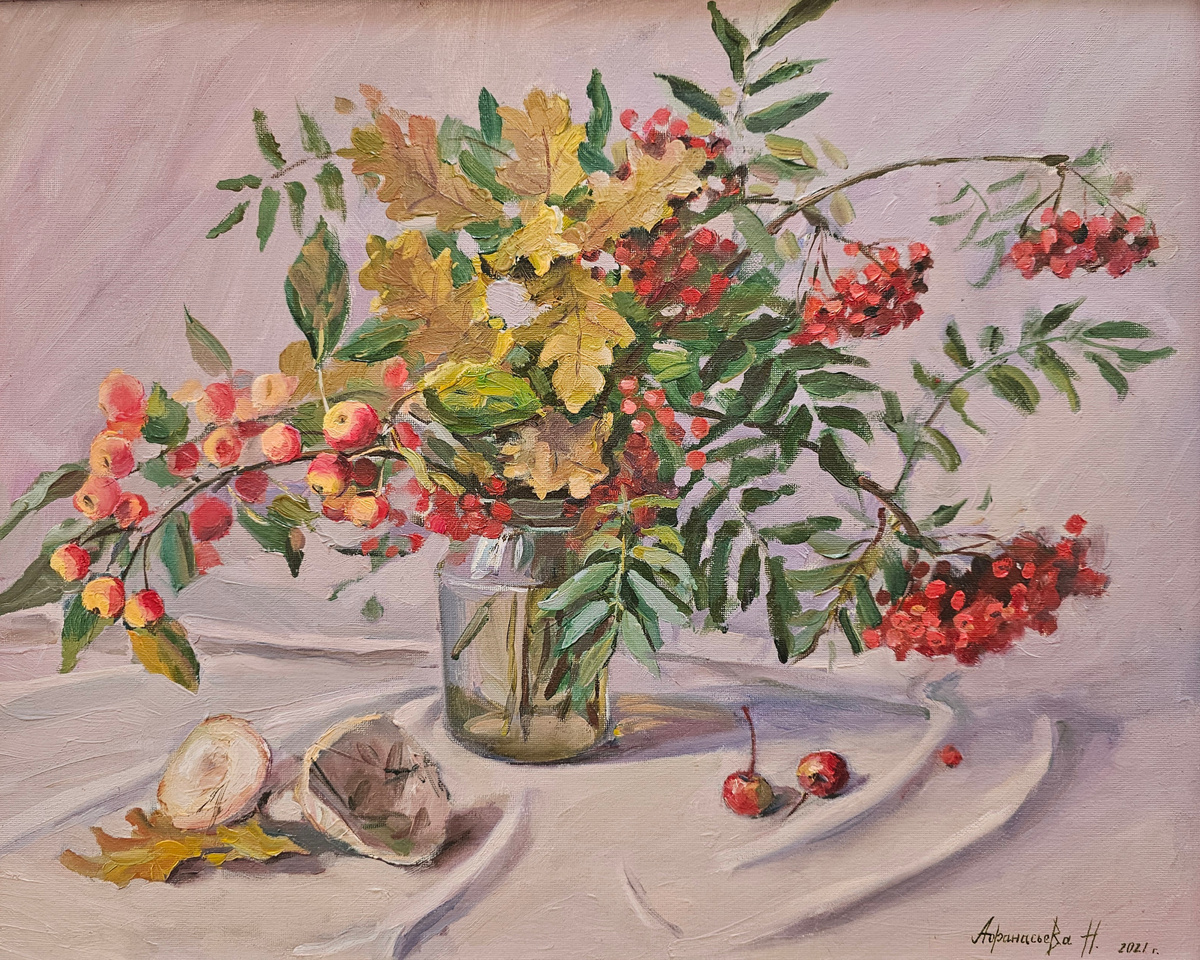 Осенний букет, 2024 г., материалы: холст, масло, размер: 40 х 50 см. Источник: https://artsreda.ru/