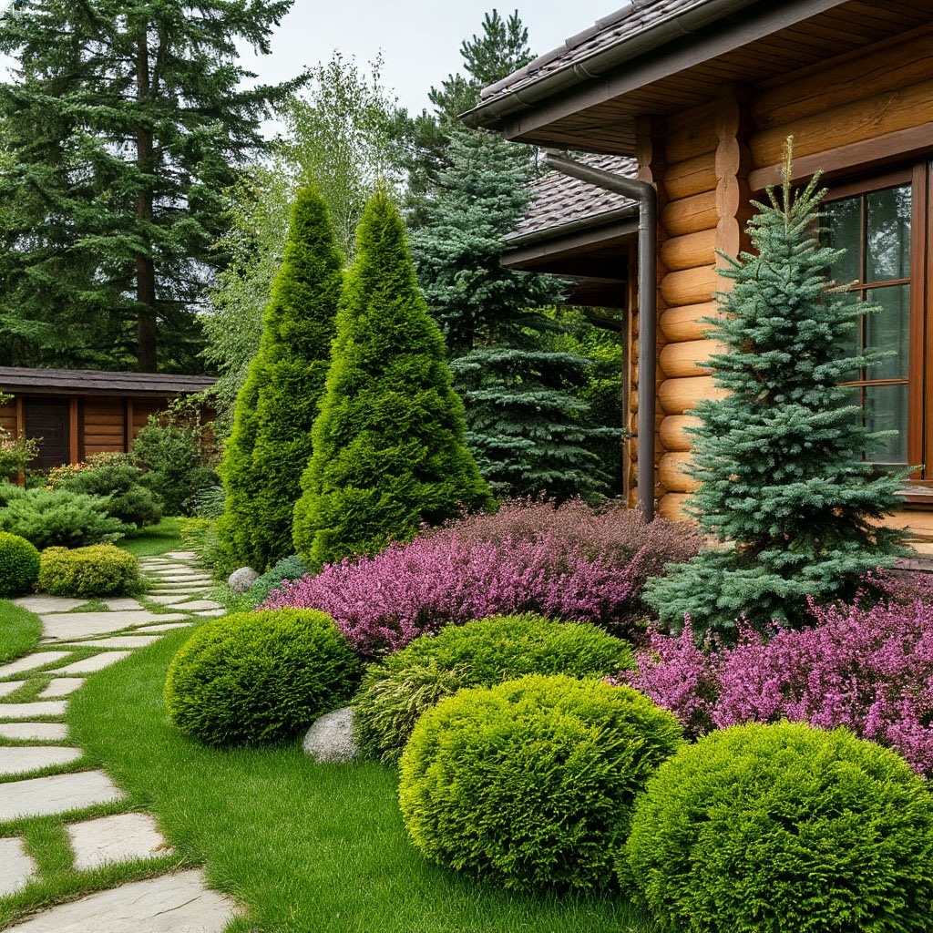 «Уголок мудрости» у дома: пихта корейская + самшит + вереск