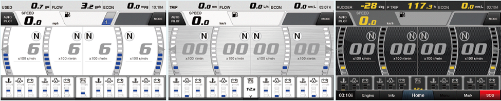 Разные варианты цветов экрана прибора CL7