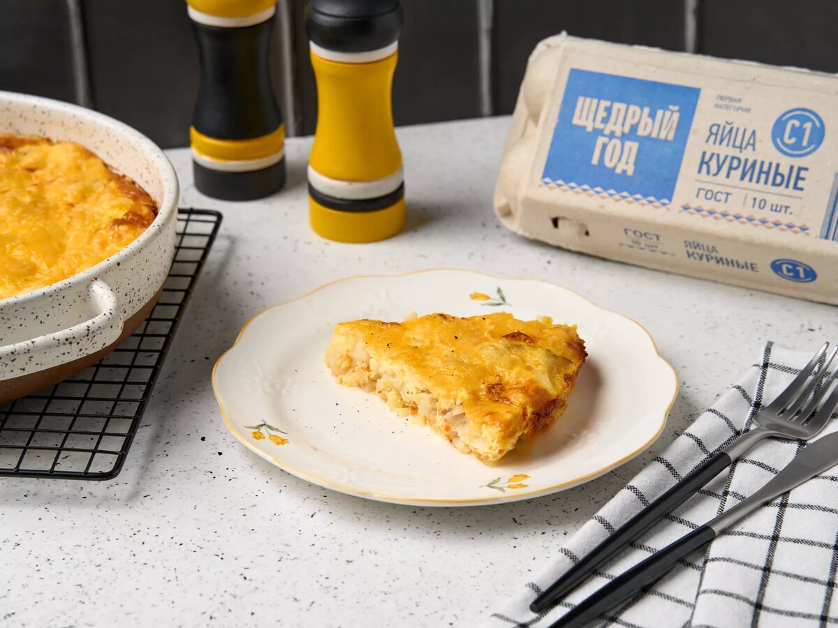 Запеченный омлет с треской