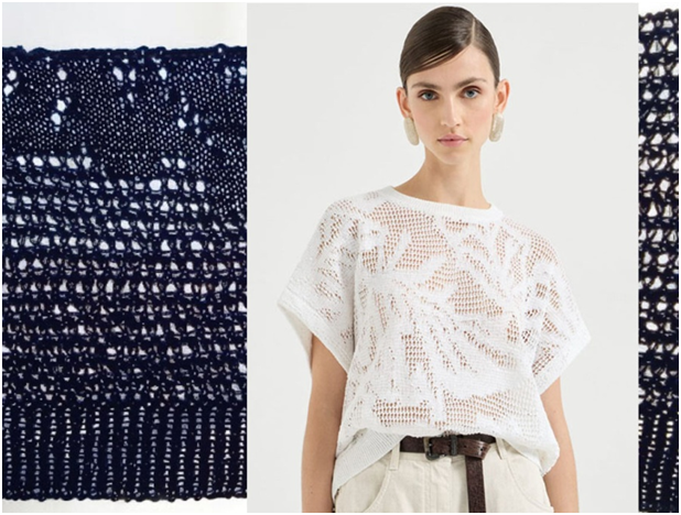 Изысканное творение Б. Кучинелли из коллекции весна-лето 2026. Вяжем безрукавку по мотивам модели. Часть 2. Схема узора "Цветок + листья".