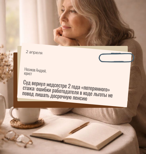 Суд вернул медсестре 2 года «потерянного» стажа: ошибки работодателя в коде льготы не повод лишать досрочную пенсию