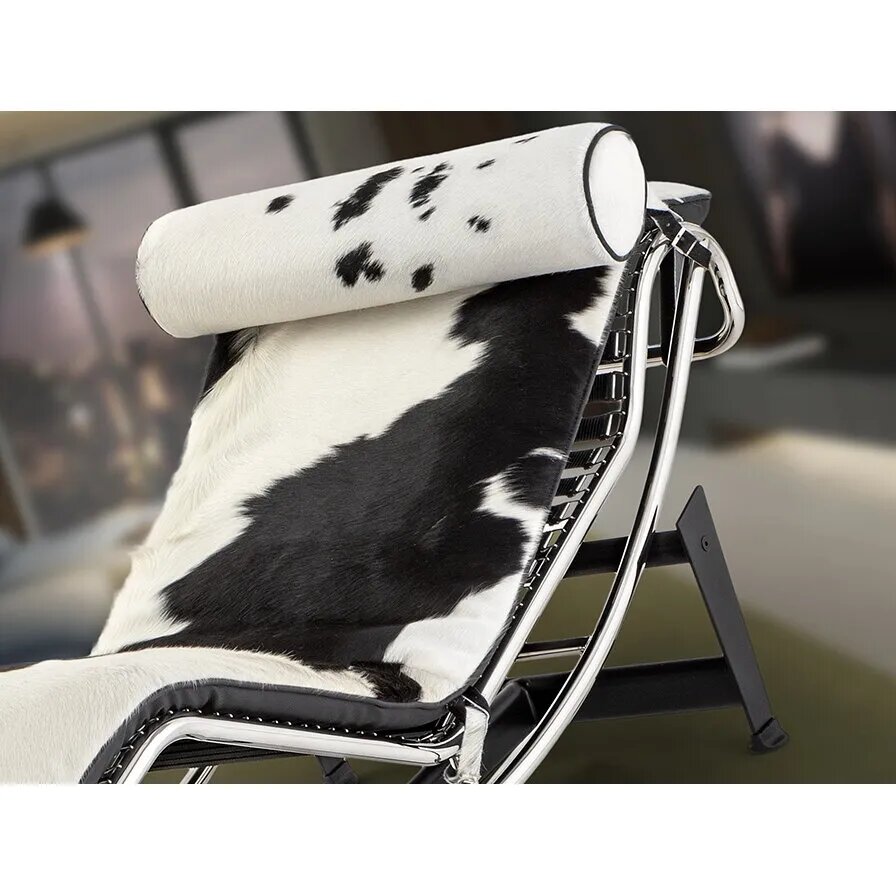 Шезлонг Leco из коровьей кожи чёрный/белый — премиум-реплика иконы дизайна 1928 года