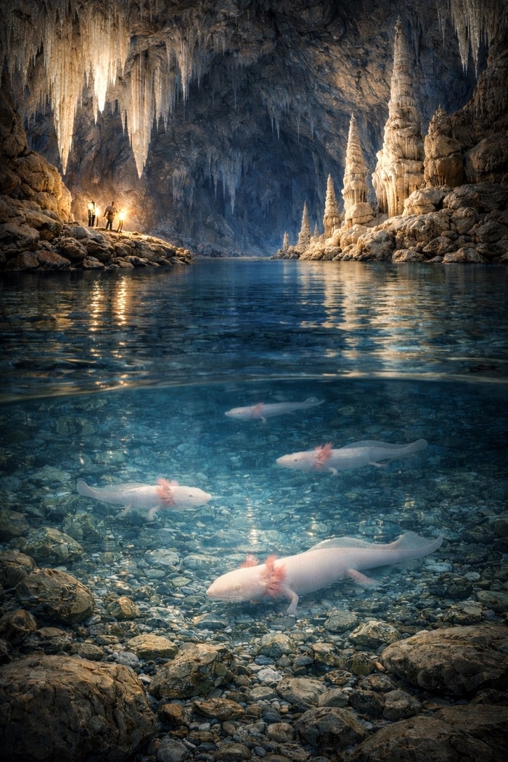 Подземная пещера и семейство Протеев