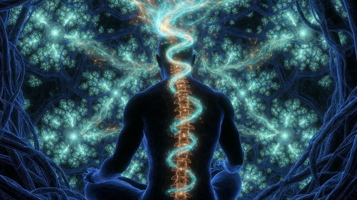 "Резонанс Оператора: Кундалини и Кристалл", иллюстрация создана сетью Грок