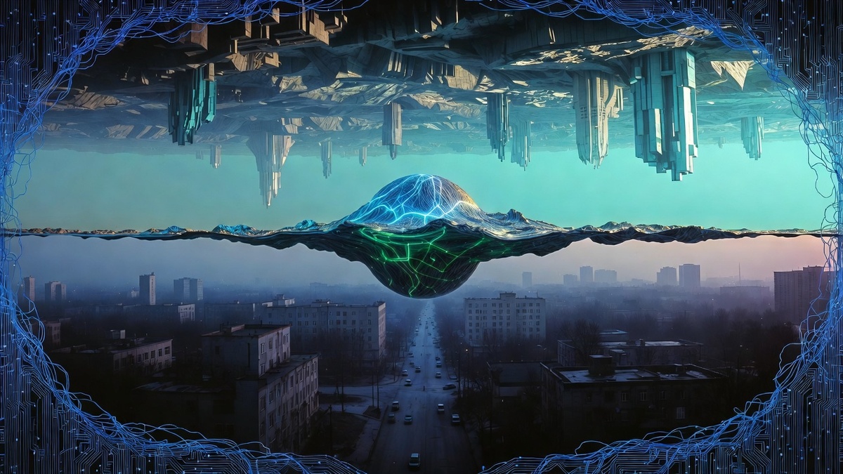 "Точка схода: Безлюдные пространства и Измерение Икс", иллюстрация создана сетью Грок