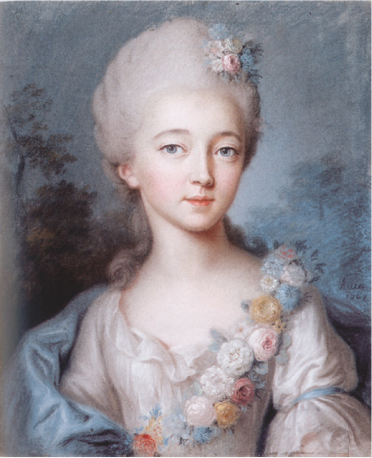 Портрет Августы Вильгельмины Луизы Гессен-Дармштадтской (будущей Натальи Алексеевны) кисти Charles Alexis Huin 1773[2]

