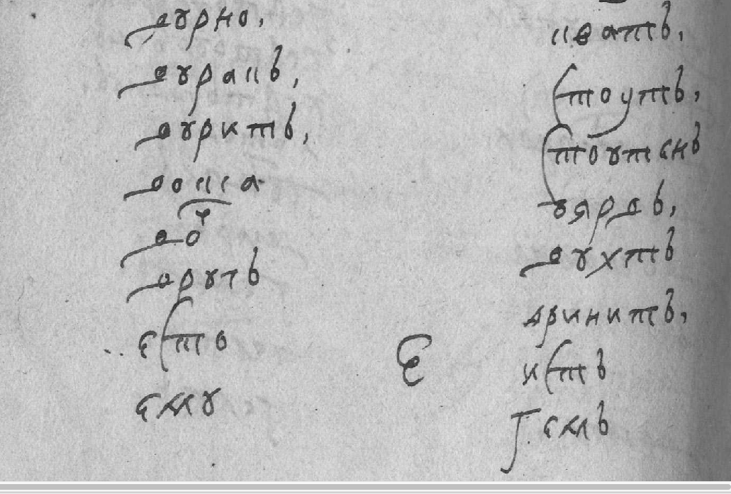 Страница со словами «дурак» и «дурить» из русско-голландского словаря XVII века (из библиотеки Соловецкого монастыря)