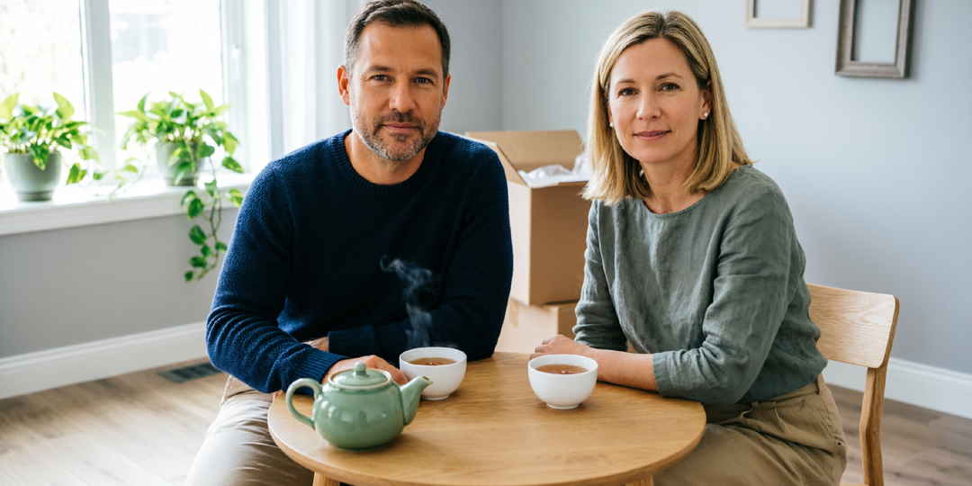 Олег с Жанной сидели за новым столом в новом доме и пили чай. Они были счастливы.