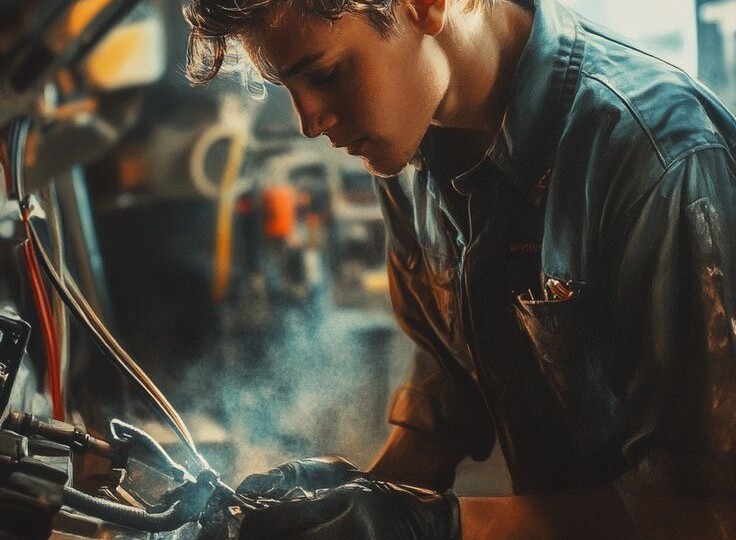 Зимним вечером в мастерскую въехал старый КамАЗ. Из кабины выпрыгнула женщина лет сорока