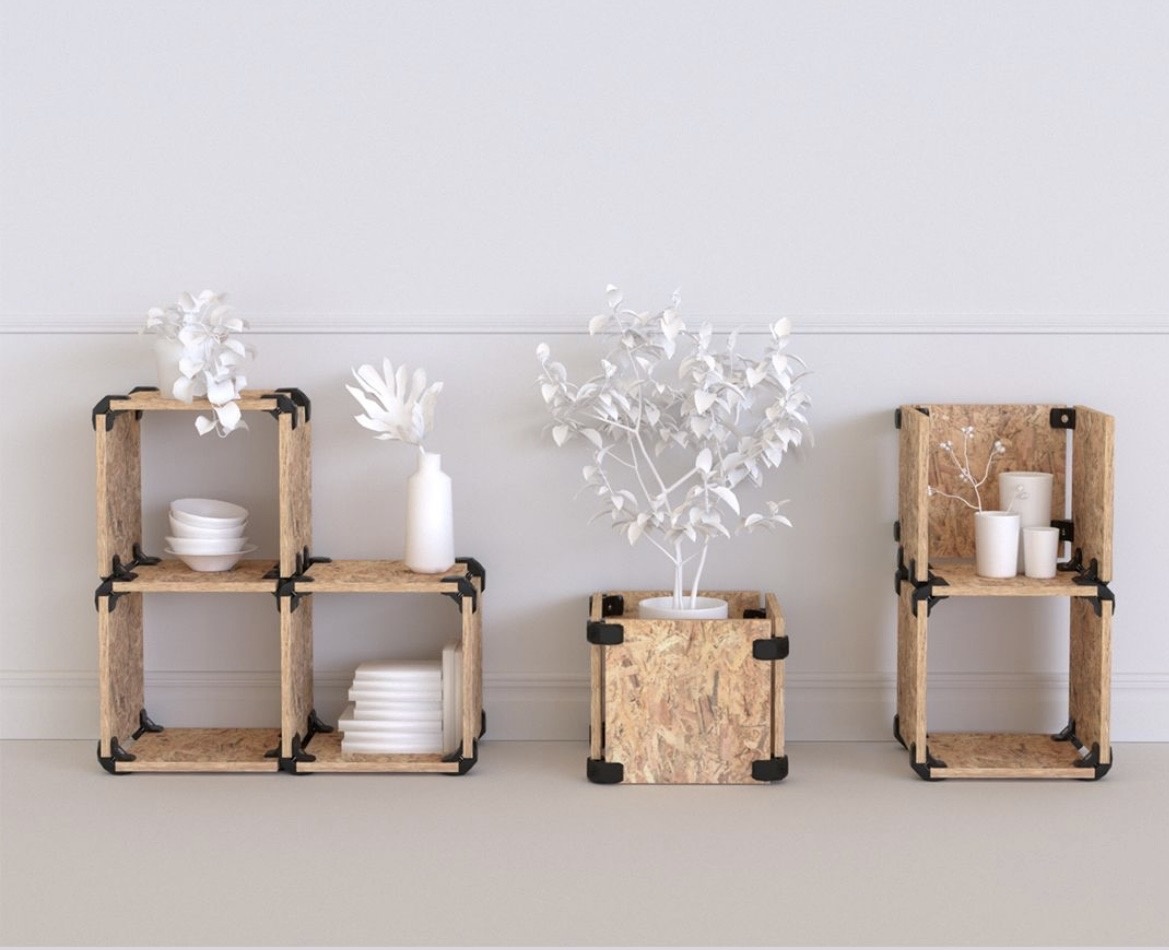 Мебельный куб, стеллажи  из ОСП с крепежами 7Crabs.  