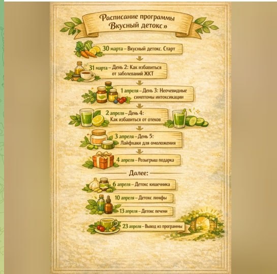 Расписание Вкусного детокса март-апрель 2026