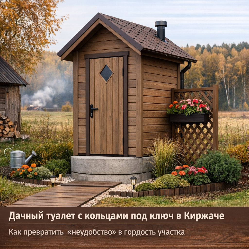 Дачный туалет с кольцами под ключ в Киржаче
