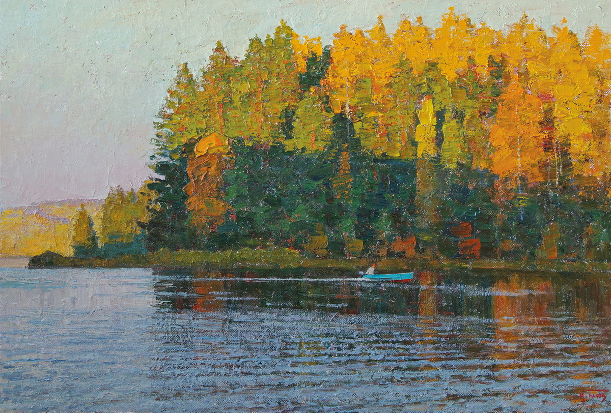 Панов И.Г. Закат на Кенозере. 2025, х.м. Фото предосталено автором