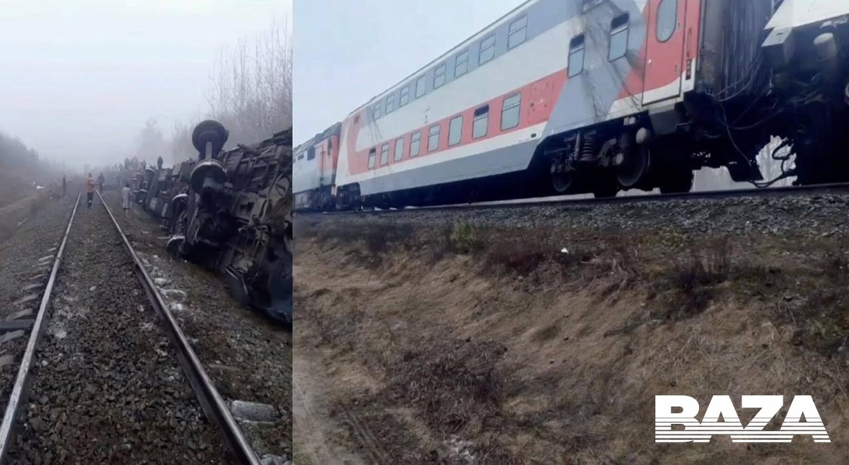    Люди выбираются через окна, один пассажир зажат в туалете: Кадры с места схода семи вагонов поезда Москва — Челябинск