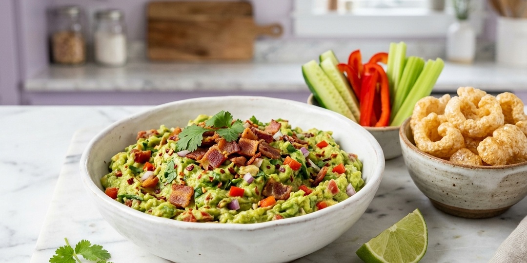 Гуакамоле с беконом и запечённым чесноком — кето-закуска за 15 минут