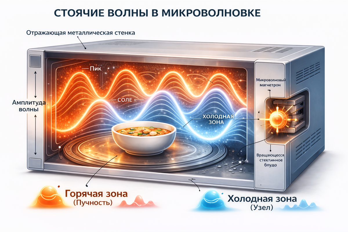 Схематический вариант распределения поля внутри