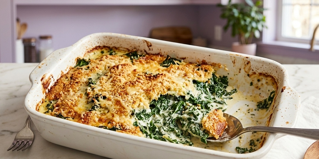 Кейл в сливочном соусе с пармезановой корочкой — кето-гарнир для праздничного стола