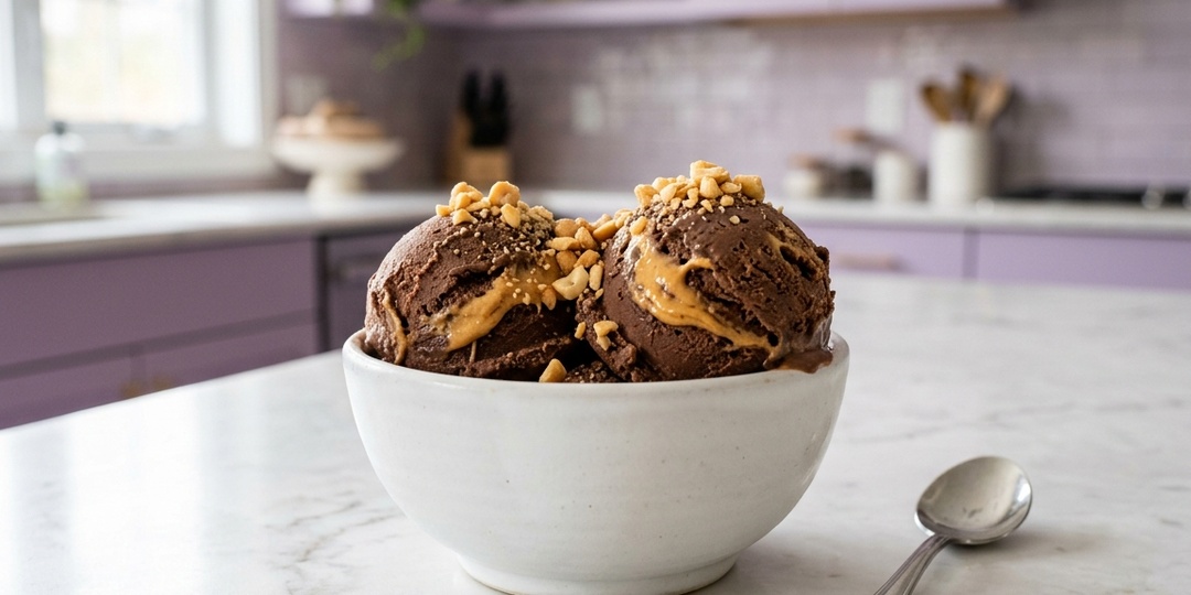 Шоколадно-арахисовое мороженое из творога — кето-десерт из 5 ингредиентов