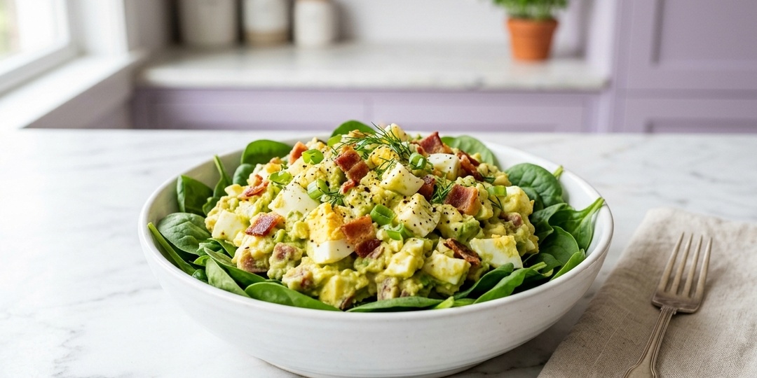 Яичный салат с авокадо и беконом — кето-перекус за 30 минут