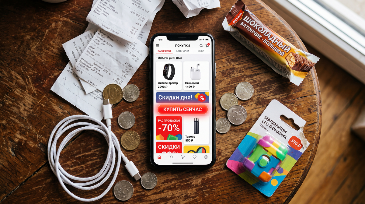 Всё лежит рядом. Телефон, чеки и вещи которые ты не собирался покупать.