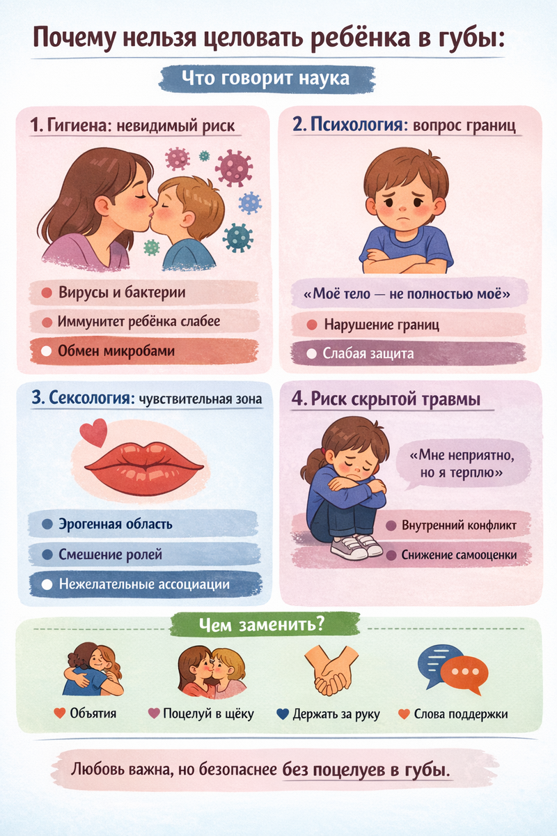 Почему нельзя целовать ребенка в губы