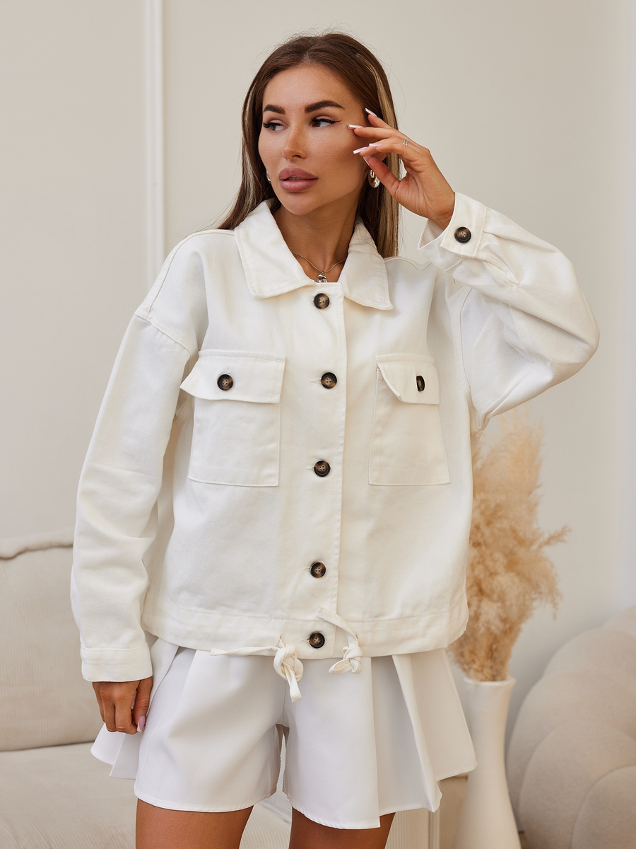 Куртка джинсовая оверсайз Lakomes (белый)