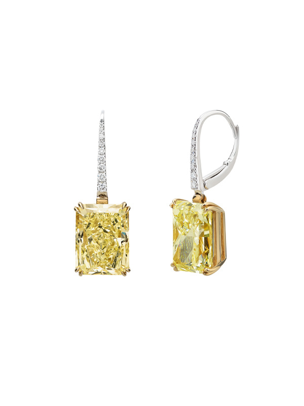 Серьги Mercury Classic из белого и желтого золота с прозрачными и желтыми бриллиантами