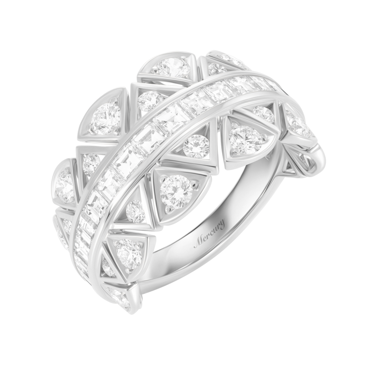 Кольцо Mercury Art Deco из белого золота с бриллиантами