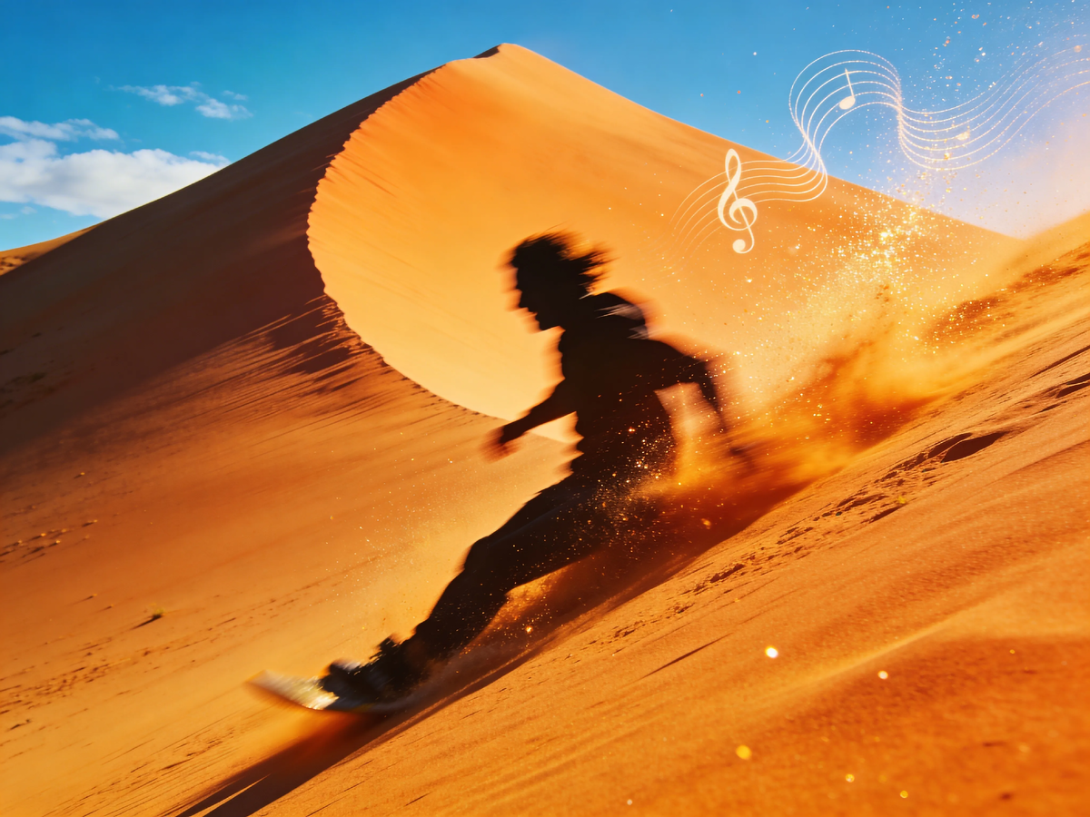 Этот песок звучит как тромбон. Или как виолончель. Всё зависит от того, куда сесть. Пустыня играет на себе. Аплодисменты — по желанию. 🎵🏜️