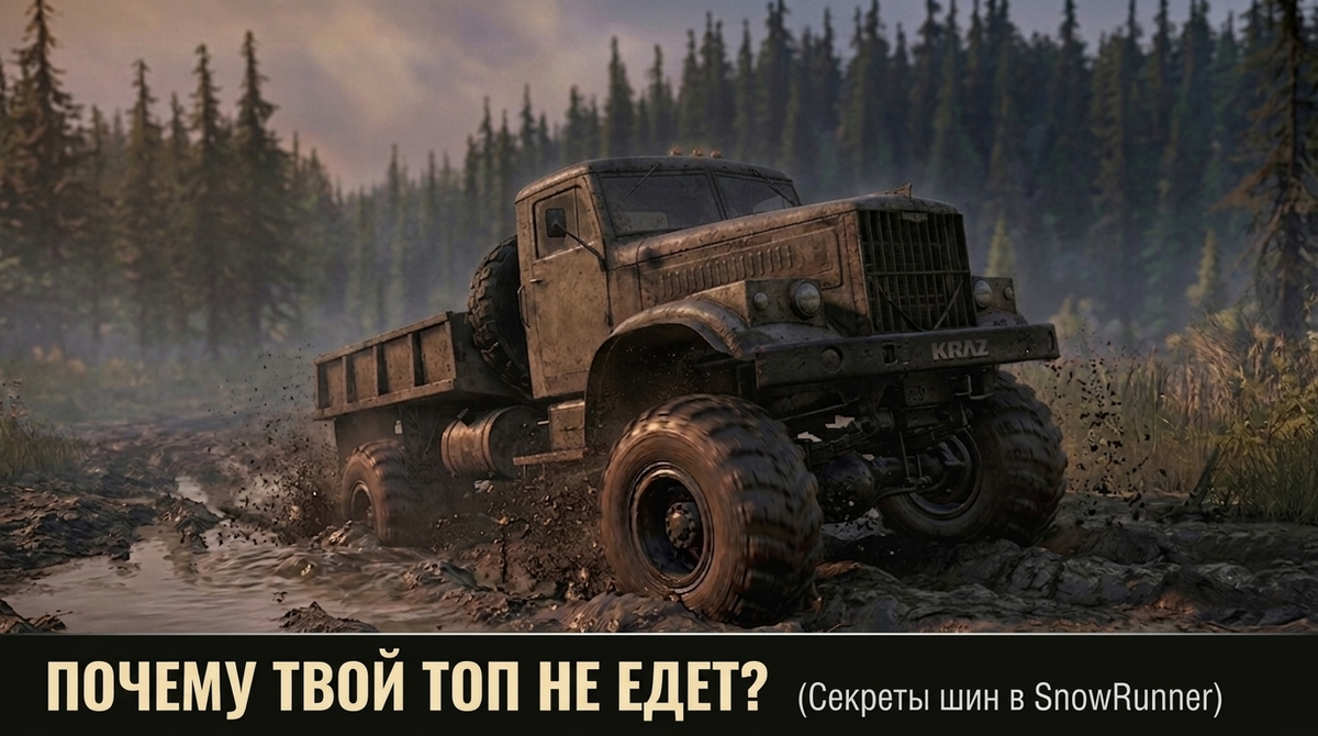 Технический концепт-арт VTC Grand (AI). Визуализация физики взаимодействия шин с грунтом в SnowRunner.