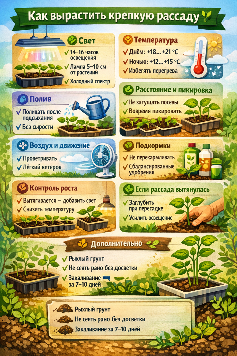 Почему рассада вытягивается? Что нужно сделать?