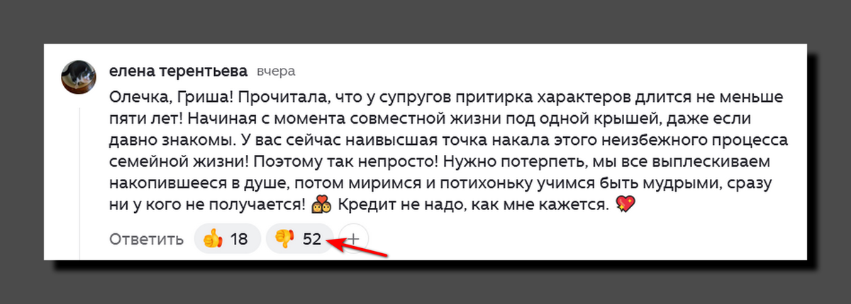 Скриншот комментария под публикацией на канале «Деревенский дневник очень многодетной мамы»