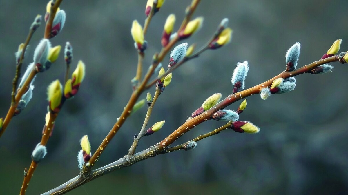    После Вербного воскресенья освещенные побеги нужно хранить у икон целый год.   Изображение Midjourney