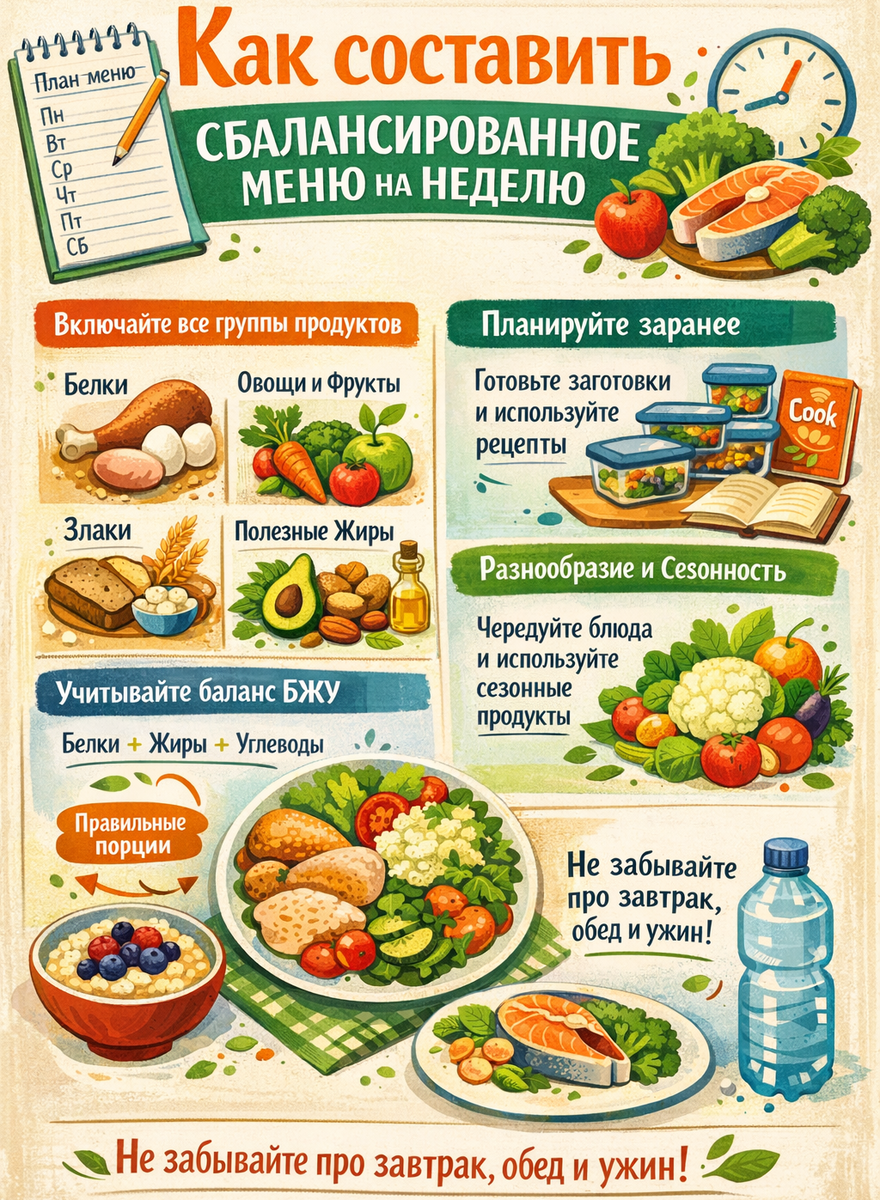 Как составить сбалансированное меню на неделю