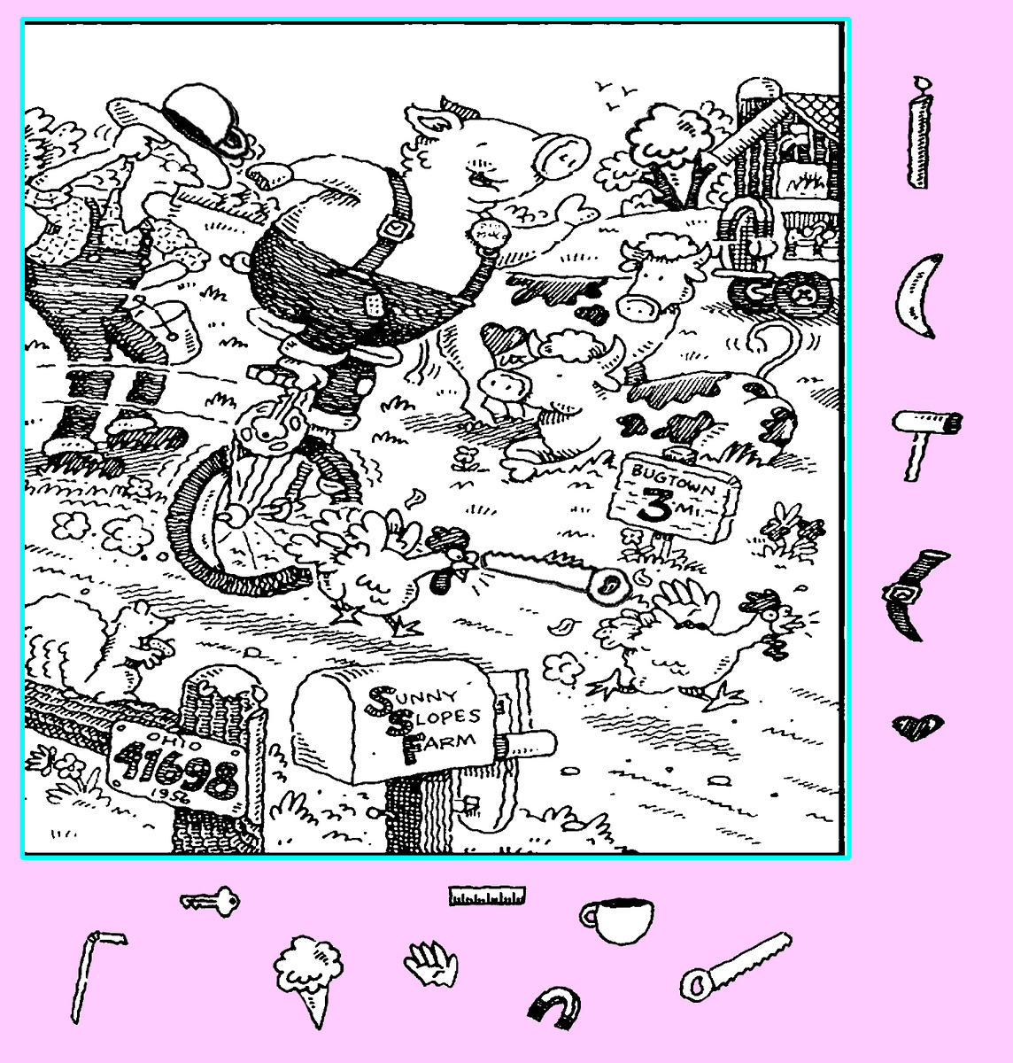 Тест на внимательность: найди часы, свечу, молоток и другие предметы на картинке. Картинка подготовлена автором