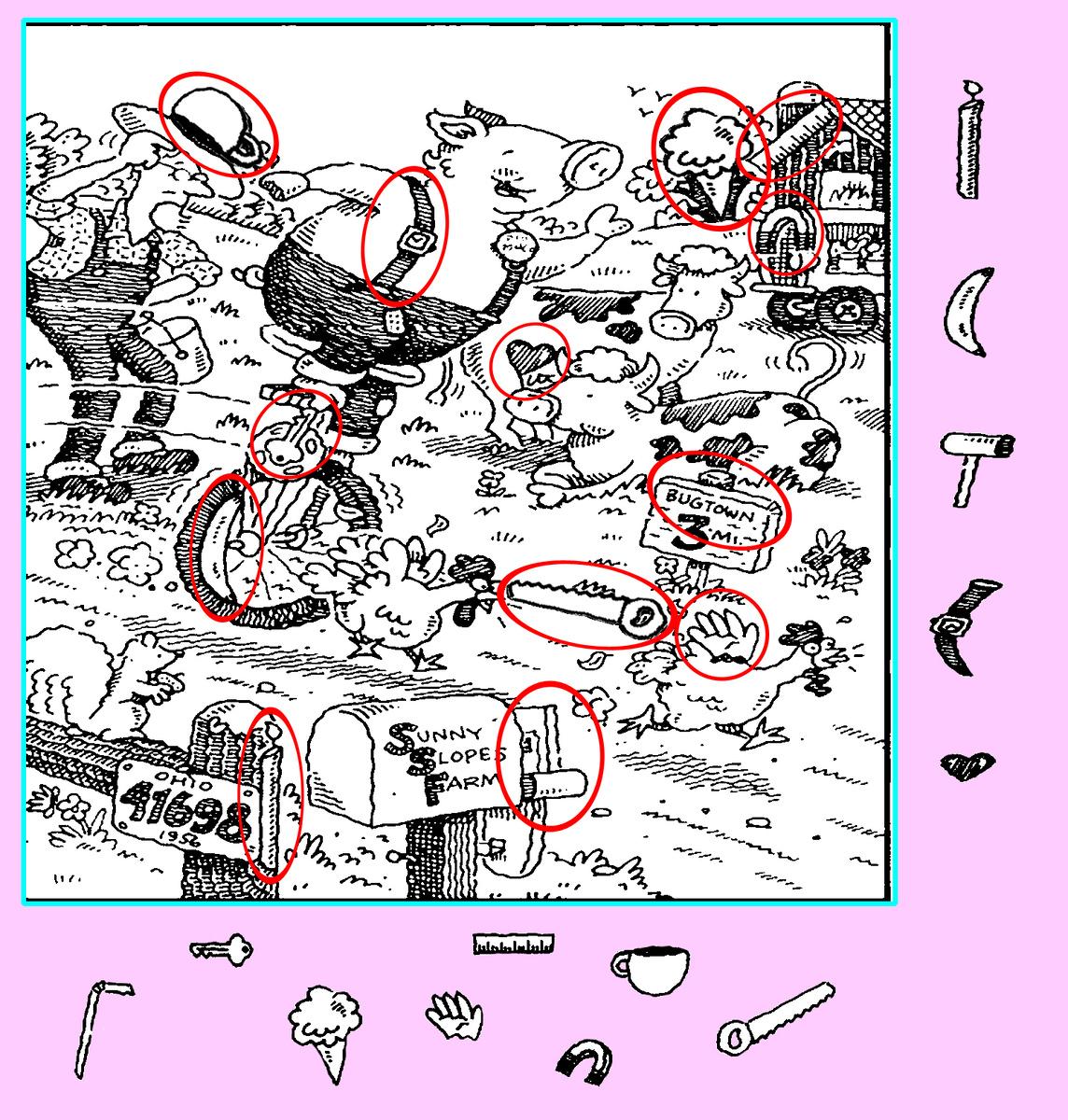 Картинка-ответ (13 найденных предметов). Картинка подготовлена автором