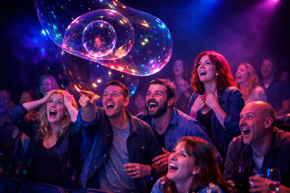 Шоу мыльных пузырей Оксаны Логро для взрослых на корпоратив в СПб