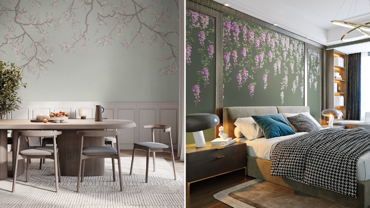 Весенние дизайны LOYMINA Group: панно ABC6 005/1 из коллекции Milassa «Весеннее утро» и панно PNR2 005/3 из коллекции Loymina «Вистерия»