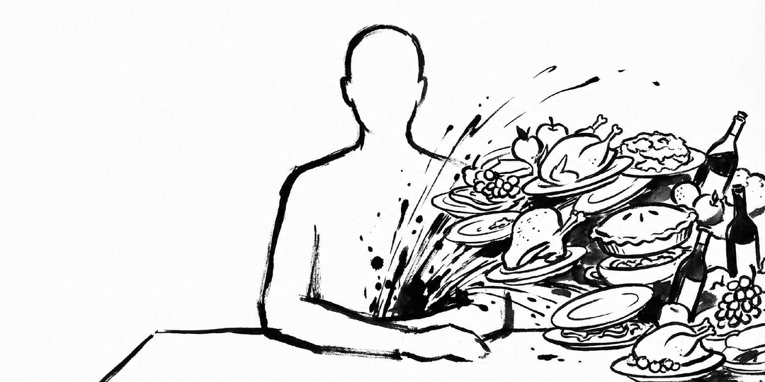 Полный желудок, пустое тело.