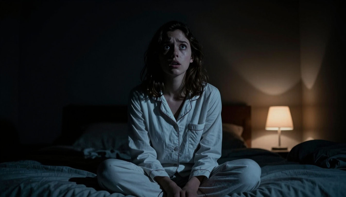 Фото ии. Юля испуганно прислушивается к странному звуку 