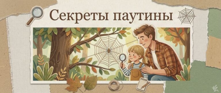    Иллюстрация к материалу: Как паук плетёт паутину: объясняем ребёнку секреты удивительного строителя