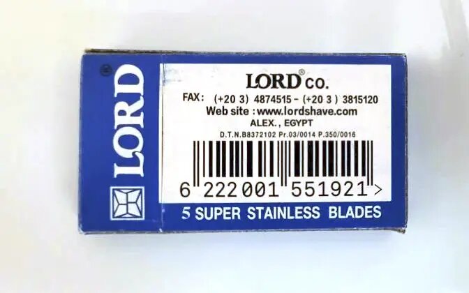   Обратная сторона пачки лезвий Lord