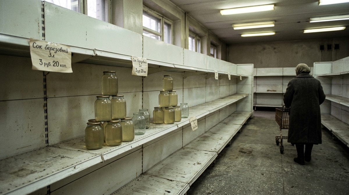 Пустые полки советского гастронома