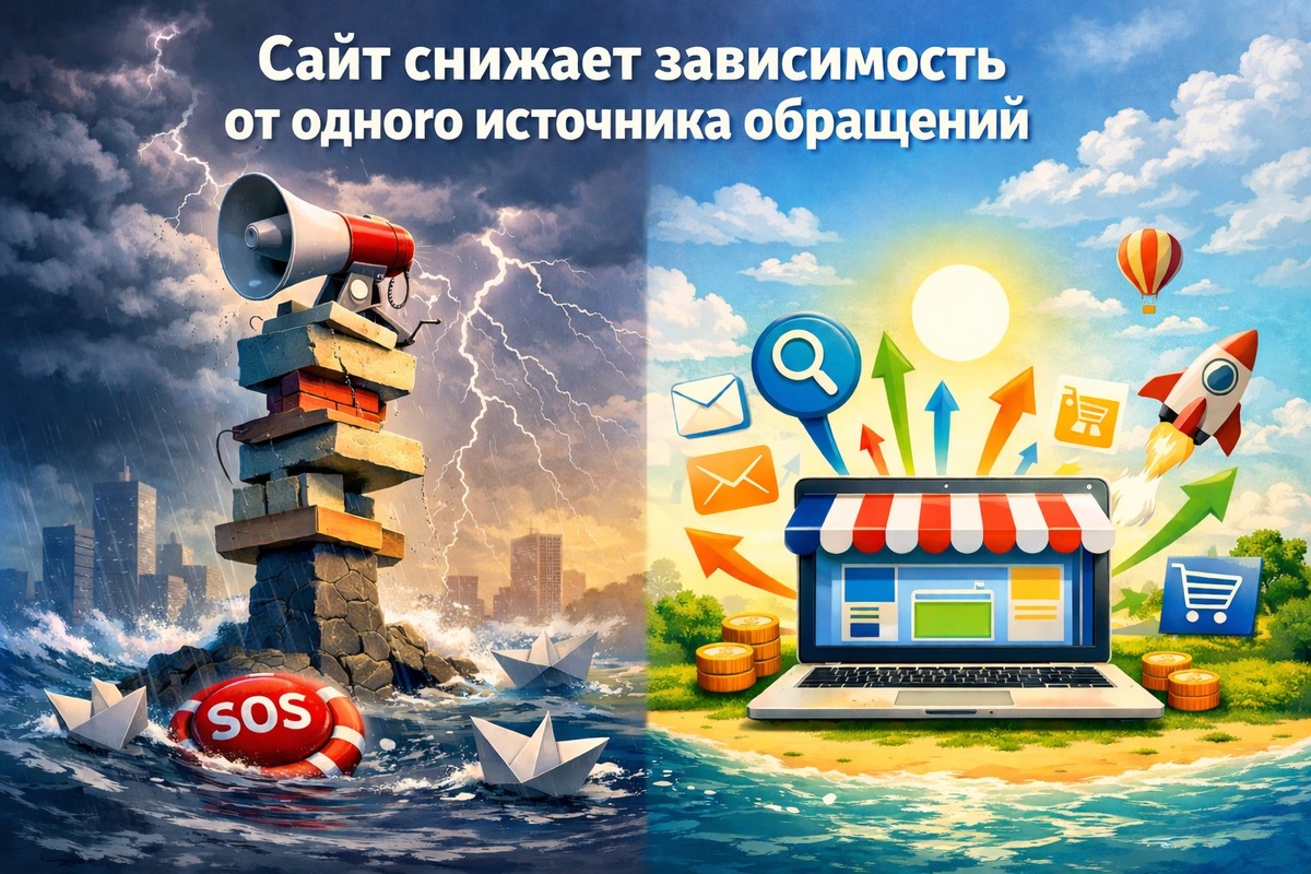 Как сайт помогает снижать зависимость компании от одного источника обращений 