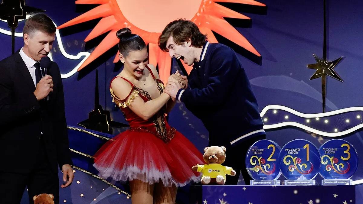 Источник фото: Александр Мысякин, Sport24 Марк Кондратюк — победитель «Русского вызова» в 2025 году. В роли балерины чемпионка Европы 2019 года Софья Самодурова